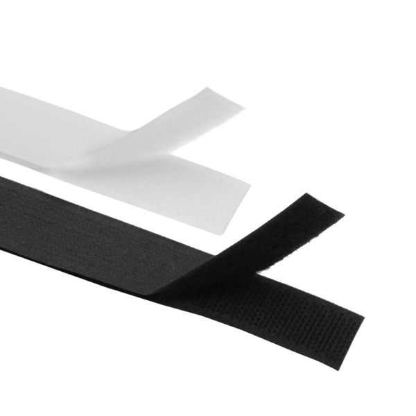 Klettband Meterware Weiß / Schwarz Schwarz 20mm|20mm|Schwarz
